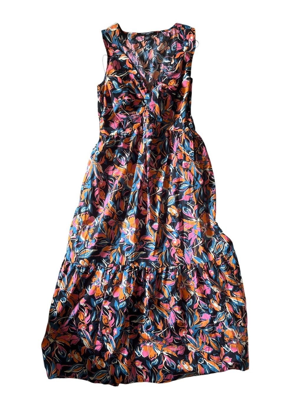 French Connection Multicolor Front Twist Floral Midi Dress | Large